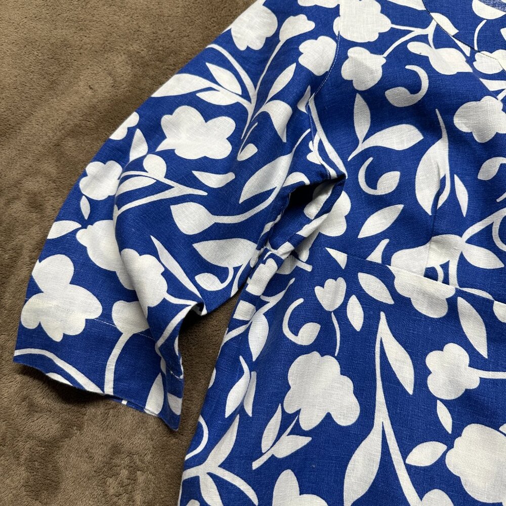 Boden Sz 18 Long Blue and White Floral Linen Midi Dress - Picture 2 of 12